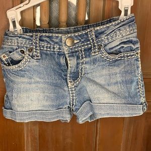 Girls XS 4/5 cuffed Jean short with white stitching